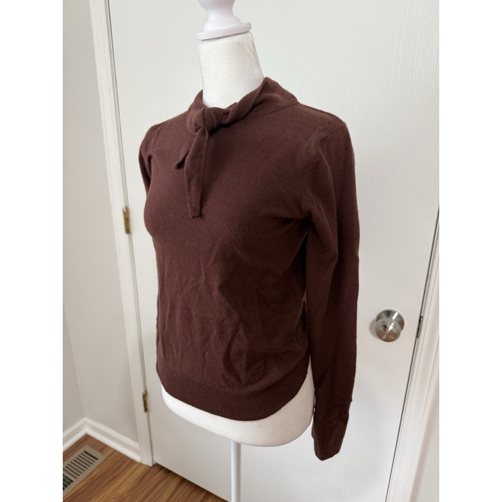 Ryvn Dark Brown Collar Cotton Blend Sweater Preppy Office Academia Small - Picture 2 of 8